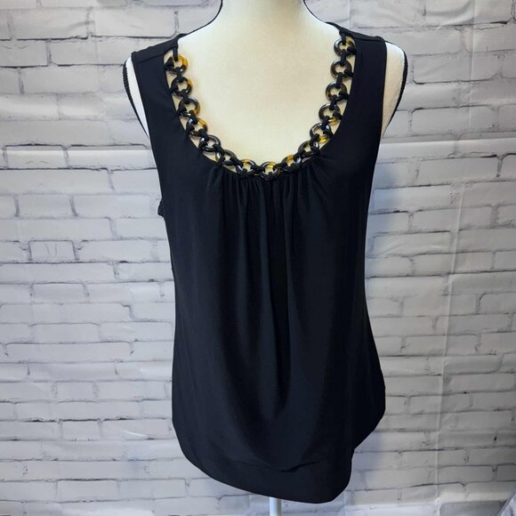 White House Black Market Chain Link Scoop Neck Tank Top M - Picture 1 of 7